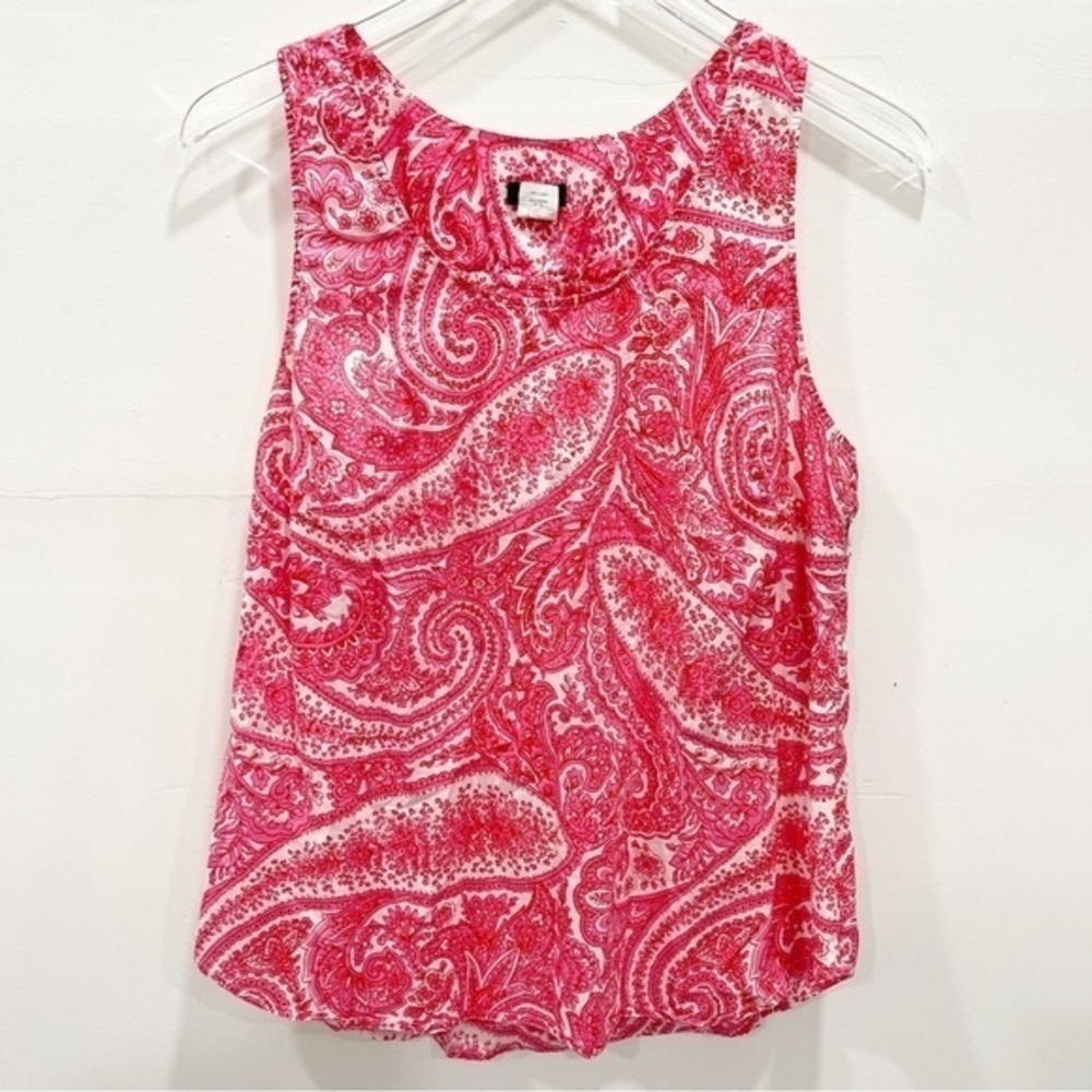 J. Crew Pink Paisley Racerback Tank Top Size 10